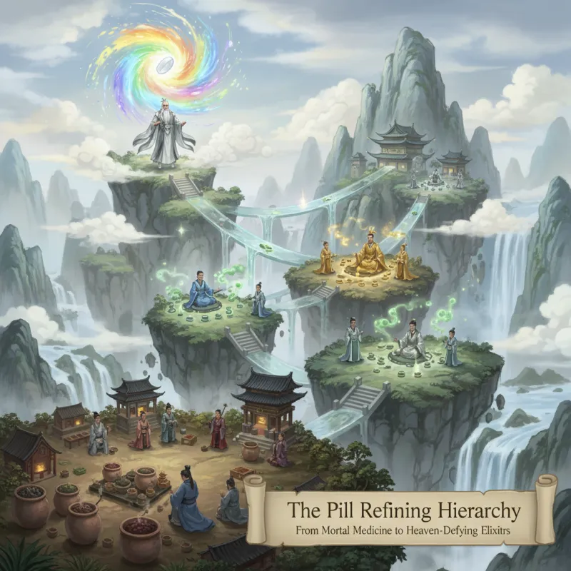 The Pill Refining Hierarchy: From Mortal Medicine to Heaven-Defying Elixirs